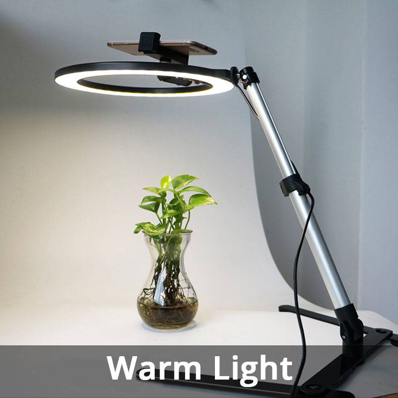 Φωτογραφικό Φωτιστικό Δαχτυλίδι Ring Light LED USB 26cm με 3 Χρώματα Φωτισμού, Dimmer, Stand & Βάση για Κινητό - Photo Lamp 